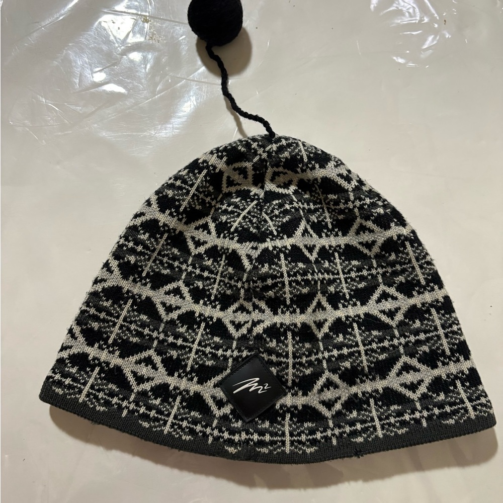 Vintage Merkley black and white wool blend beanie hat